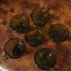 Green Glass Vintage Teacup Set